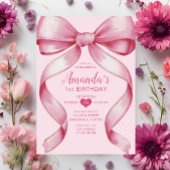 Invitation Ribbon rose minimaliste fille's Birthday