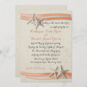 Invitation Ribbon Starfish et Beach Coral
