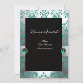 Invitation RIBON BLANC BLEU & NOIR DAMASK MONOGRAM Or (Dos)