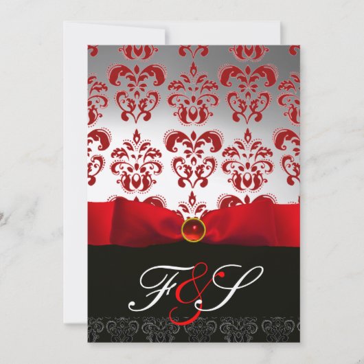 INVITATION RIBON D'ARGENT ROUGE & DOMMASQUE NOIR MONOGRAMME R (Devant)