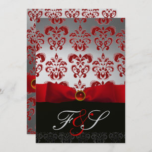 INVITATION RIBON D'ARGENT ROUGE & DOMMASQUE NOIR MONOGRAMME R