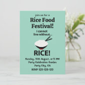 Invitation Rice Bowl Je ne peux pas vivre sans riz (Debout devant)