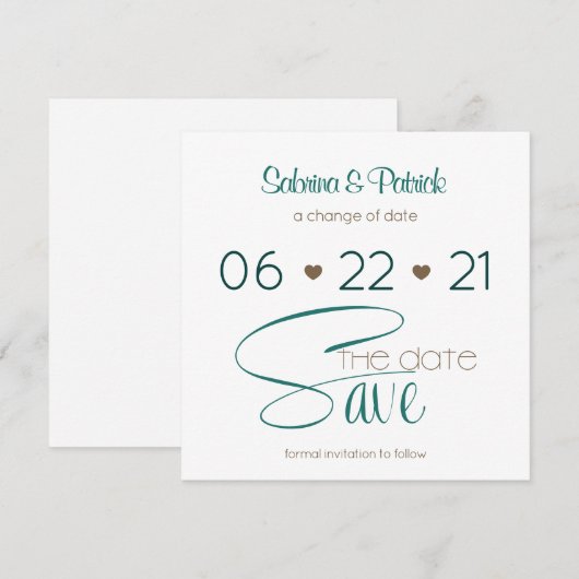 Invitation Rich BOHO Hunter Green Save the Date (Devant / Derrière)
