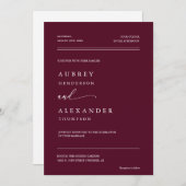 Invitation Rich Burgundy Boho QR Code Mariage Photo (Devant / Derrière)
