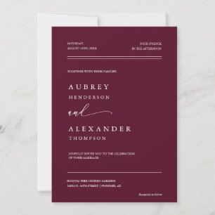 Invitation Rich Burgundy Boho QR Code Mariage Photo