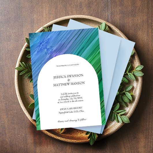 Invitation Rich indigo, deep green, and amethyst Wedding