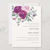 Invitation Rich Magenta Pink Floral Pearl White Wedding (Devant)
