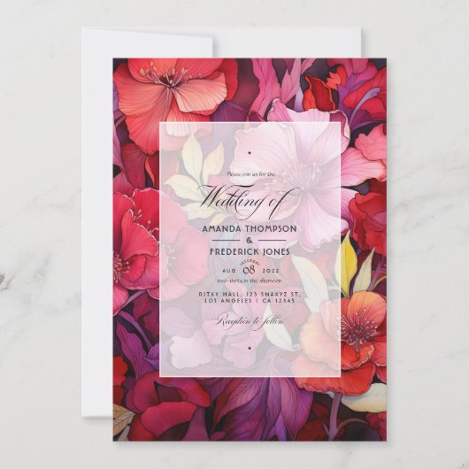Invitation Rich Reds Floral Mariage d'hiver (Devant)