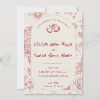 Invitation Riche Rouge Français Floral Toile Floral Floral