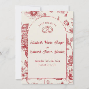 Invitation Riche Rouge Français Floral Toile Floral Sauvez la