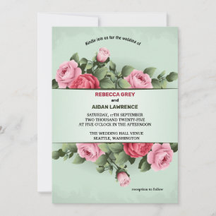 Invitation Richesse de la couleur printanière Floral rose ver