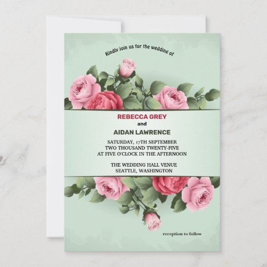 Invitation Richesse de la couleur printanière florale rose ve (Devant)