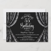 Invitation Rideau à paillettes noir et blanc Surprise 55 ans (Devant)