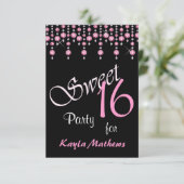 Invitation Rideau de diamant rose vif Douceur 16 parties (Debout devant)