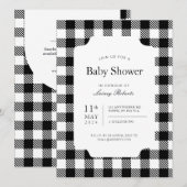 Invitation Rideau de douche carreau à damier noir et blanc cl (Devant / Derrière)