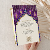 Invitation Rideau Floral d'or violet Mariage indien hindou
