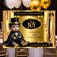 Rideau Gentleman Tophat Fête de Naissance Noir Or 