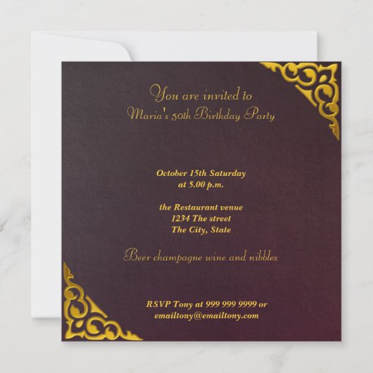 Invitation Rideau rouge Invitation (Dos)