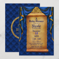 Rideaux Bleu Royal Et Or Bébé Shower