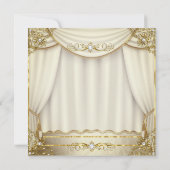 Invitation Rideaux élégants dorés beige crème perle Anniversa (Dos)