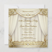Invitation Rideaux élégants dorés beige crème perle Anniversa (Devant)