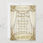 Invitation Rideaux élégants dorés beige crème perle pour soir (Devant)