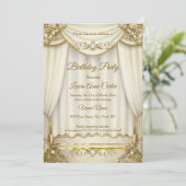 Invitation Rideaux élégants dorés beige crème perle pour soir (Debout devant)