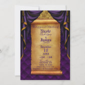 Invitation Rideaux royaux pourpre et or Faire défiler la fête (Devant)