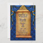 Invitation Rideaux royaux violets et dorés Anniversaire avec  (Devant)