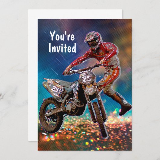 Invitation Rider en Vélo de Cristal Pluie tempête (Devant / Derrière)