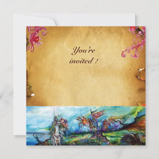 Invitation RIDERS DANS LA TEMPÊTE Chevaliers Parchemin À Chev (Devant)