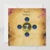 Invitation RIDERS DANS LA TEMPÊTE monogramme saphir (Devant)