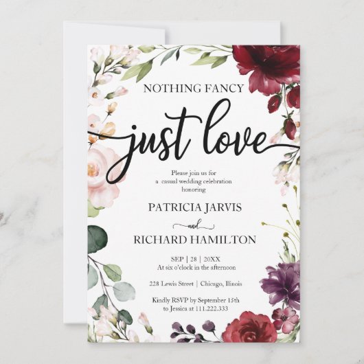 Invitation Rien de bien original pour l'amour Floral Mariage  (Devant)