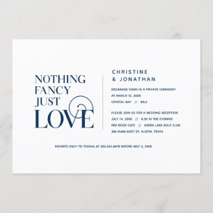 Invitation Rien De Chic, Juste Amour, Bleu Navu, Elopement