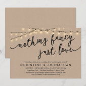 Invitation Rien De Chic, Juste Amour, Dîner Mariage Elopement (Devant / Derrière)