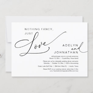 Invitation Rien De Chic, Juste Amour, Dîner Mariage Elopement