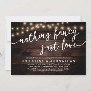 Invitation Rien De Chic, Juste Amour, Dîner Mariage Elopement