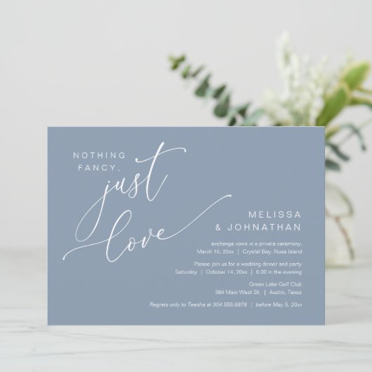 Invitation Rien De Chic, Juste Amour, Dîner Mariage Elopement (Debout devant)