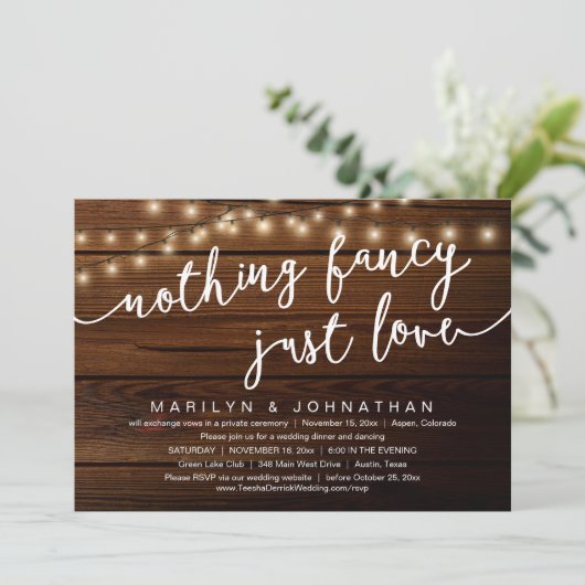 Invitation Rien De Chic, Juste Amour, Dîner Rustique Mariage (Debout devant)