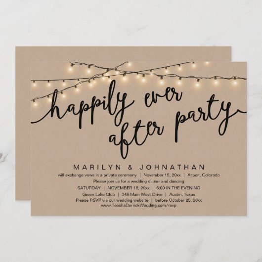 Invitation Rien De Chic, Juste Amour, Dîner Rustique Mariage (Devant / Derrière)