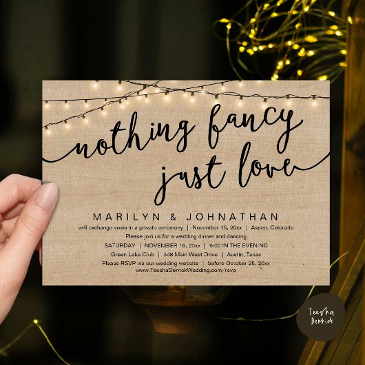 Invitation Rien De Chic, Juste Amour, Dîner Rustique Mariage