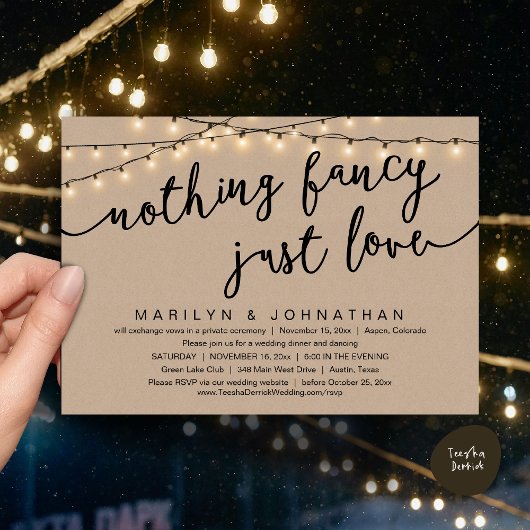 Invitation Rien De Chic, Juste Amour, Dîner Rustique Mariage