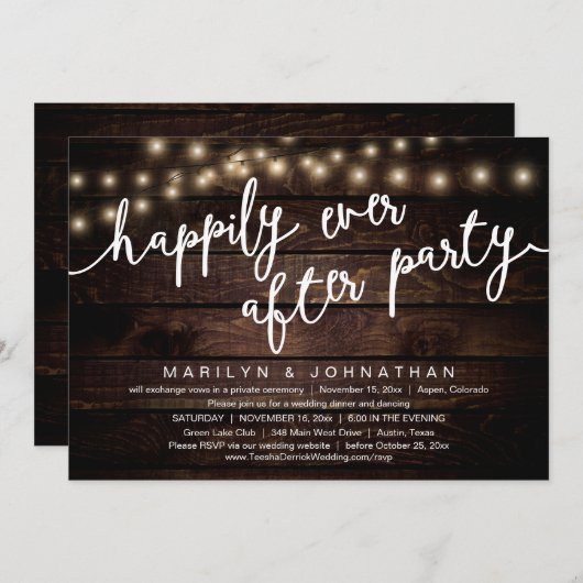 Invitation Rien De Chic, Juste Amour, Dîner Rustique Mariage (Devant / Derrière)