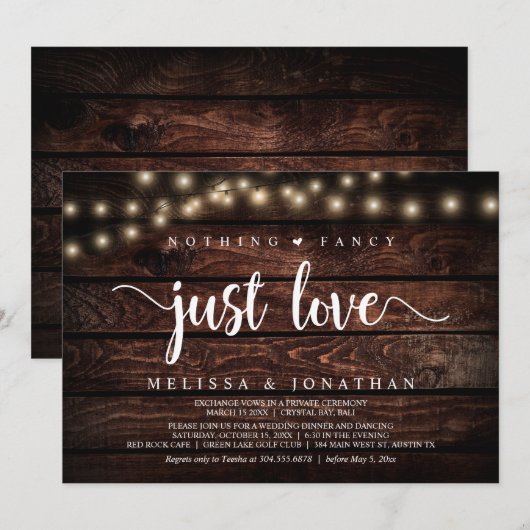 Invitation Rien De Chic, Juste Amour, Éclairage À Cordes (Devant / Derrière)