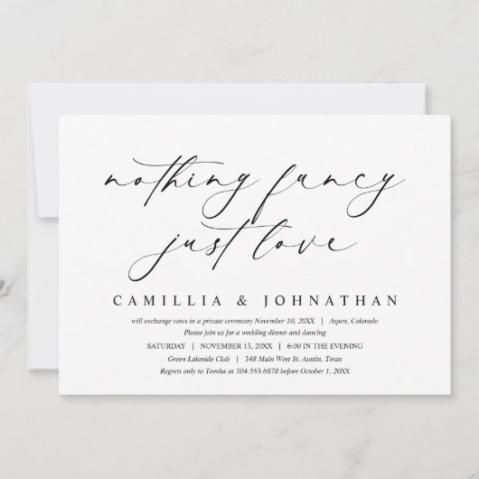 Invitation Rien De Chic, Juste Amour, Mariage Elopement (Devant)