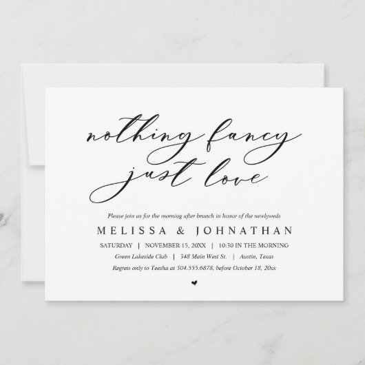 Invitation Rien De Chic, Juste Amour, Mariage Elopement Brunc (Devant)