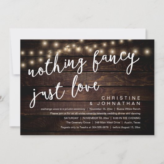 Invitation Rien De Chic, Juste Amour Rustique Dîner Mariage (Devant)