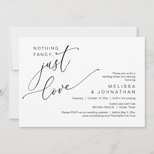 Invitation Rien De Chic, Juste De L'Amour, Dîner Mariage Dans (Devant)