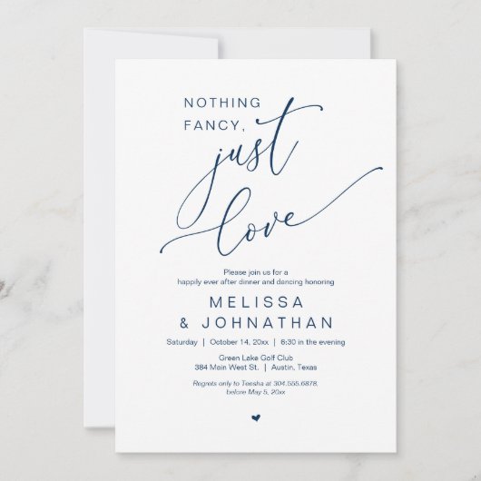 Invitation Rien De Chic, Juste De L'Amour, Dîner Mariage Dans (Devant)