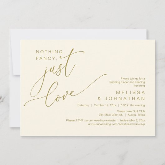 Invitation Rien De Chic, Juste De L'Amour, Dîner Mariage Dans (Devant)